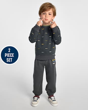Baby And Toddler Boys Racecar Premium Fleece 2-Piece Outfit Set - MOTOROIL