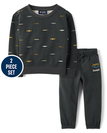 Baby And Toddler Boys Racecar Premium Fleece 2-Piece Outfit Set - MOTOROIL