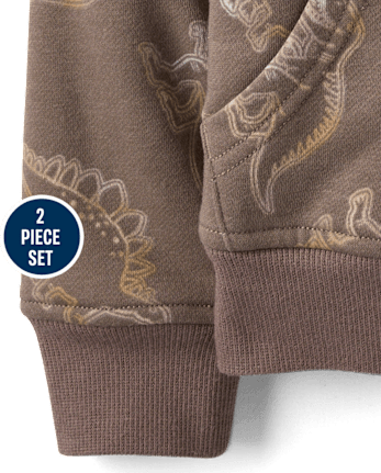 Baby And Toddler Boys Dino Premium Fleece 2-Piece Outfit Set - WEATHEREDOAK CL
