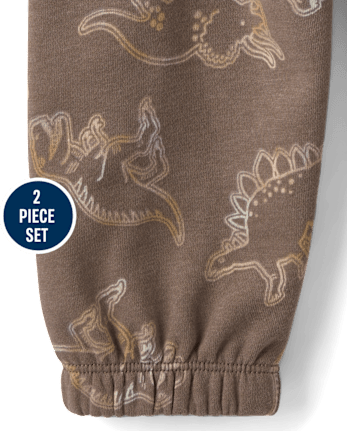 Baby And Toddler Boys Dino Premium Fleece 2-Piece Outfit Set - WEATHEREDOAK CL