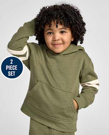 Baby And Toddler Boys Varsity Premium Fleece 2-Piece Outfit Set - OLIVE