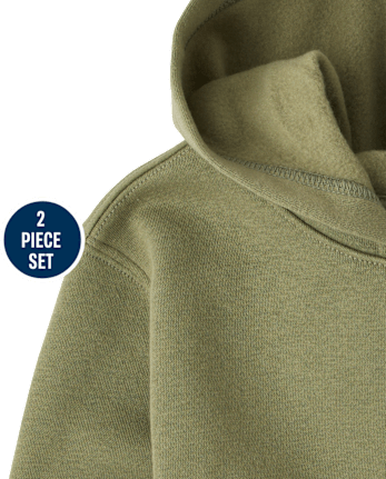 Baby And Toddler Boys Varsity Premium Fleece 2-Piece Outfit Set - OLIVE