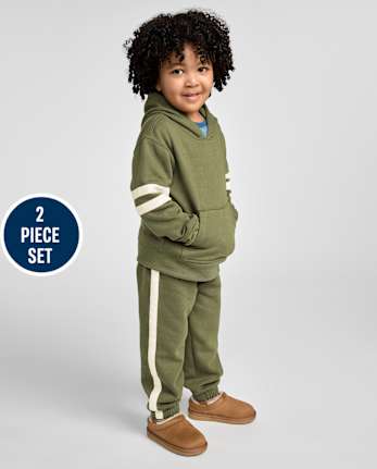 Baby And Toddler Boys Varsity Premium Fleece 2-Piece Outfit Set - OLIVE