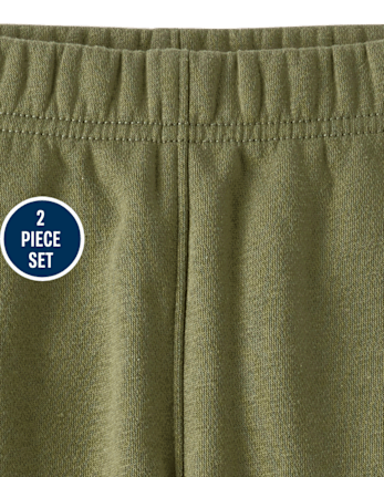 Baby And Toddler Boys Varsity Premium Fleece 2-Piece Outfit Set - OLIVE