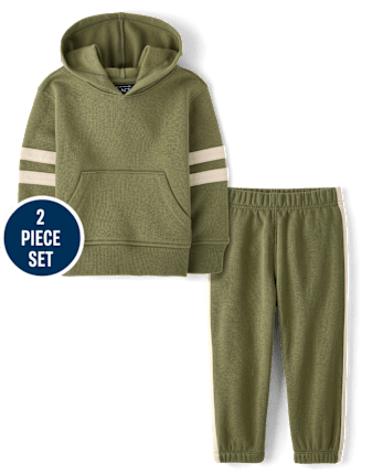 Baby And Toddler Boys Varsity Premium Fleece 2-Piece Outfit Set - OLIVE