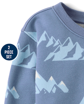 Toddler Boys Mountain Premium Fleece 2-Piece Outfit Set - SAPPHIRE ICE CL