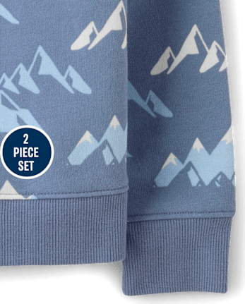 Toddler Boys Mountain Premium Fleece 2-Piece Outfit Set - SAPPHIRE ICE CL