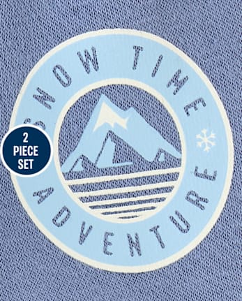 Toddler Boys Mountain Premium Fleece 2-Piece Outfit Set - SAPPHIRE ICE CL