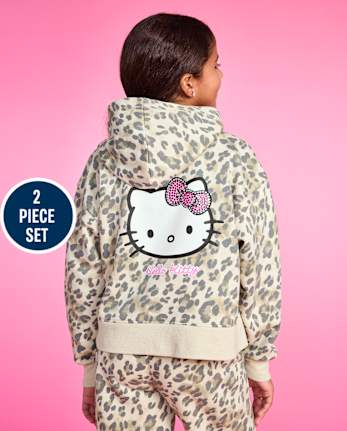 Girls Hello Kitty® And Friends Cheetah Premium Fleece 2-Piece Outfit Set - SEA SHELL