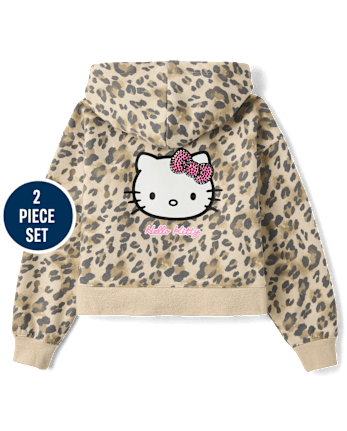Girls Hello Kitty® And Friends Cheetah Premium Fleece 2-Piece Outfit Set - SEA SHELL