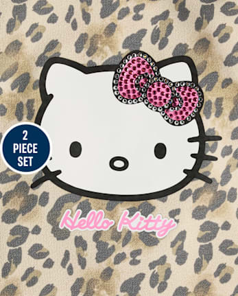 Girls Hello Kitty® And Friends Cheetah Premium Fleece 2-Piece Outfit Set - SEA SHELL