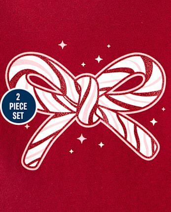 Toddler Girls Candy Cane Bow 2-Piece Outfit Set - MULTI CLR