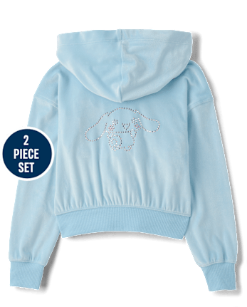 Girls Hello Kitty® Embroidered Velour 2-Piece Outfit Set - BLUE AIR