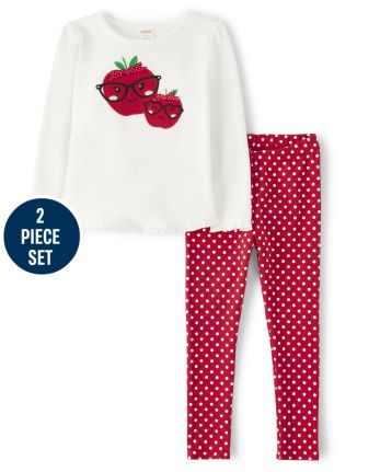 Girls Apple Top And Dot Legging Set - Head of the Class