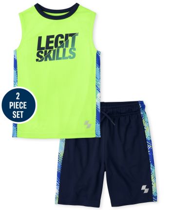 STX Little and Big Boys 2 Piece Performance Athletic Tank and Short Set 