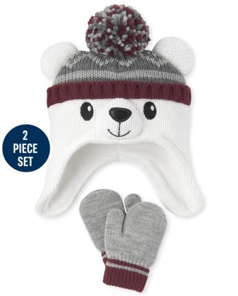 Details about   NWT Children’s Place Panda Bear Hat And Mitten Set Size 2T 3T 