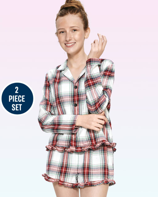 Girls Plaid Flannel Pajamas