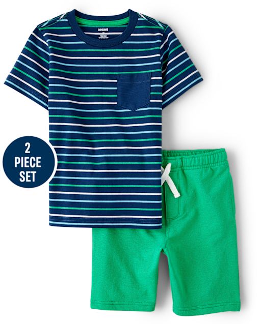 Conjunto De Niño Top Y Shorts De Rayas Con Bolsillos - Critter Camp