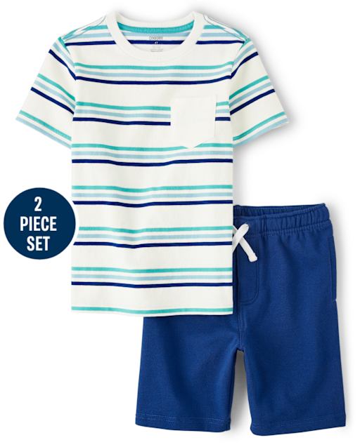 Boys Striped Pocket Top And Shorts Set - Island Getaway - view 1