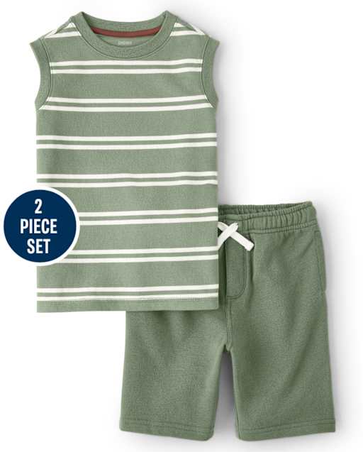 Boys Striped Tank Top And Shorts Set - Safari Camp