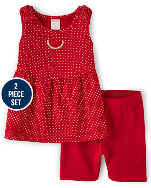 Girls Tank Top And Bike Shorts Set - Sweet Watermelon