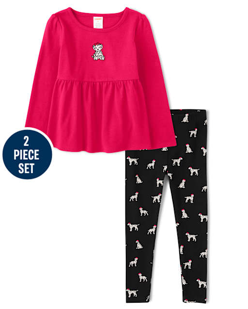 Girls Puppy Top And Leggings Set - Dalmatian Friends - view 1