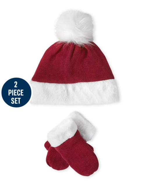 Girls Hat And Mittens Set - Ho Ho Ho