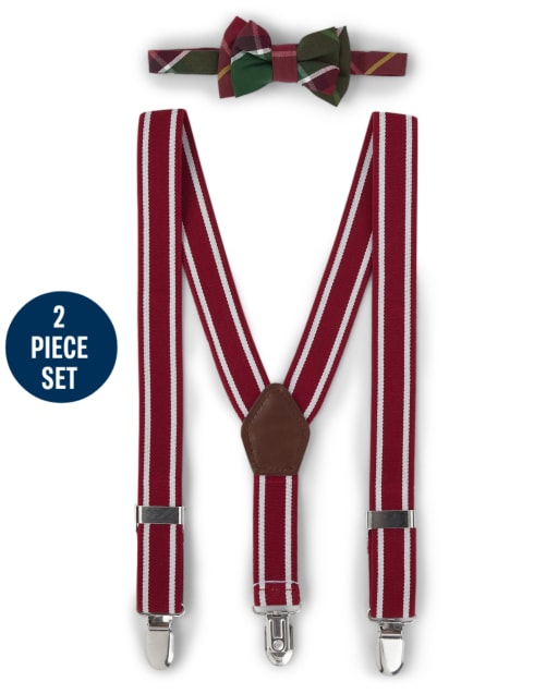 Boys Plaid Bow Tie And Suspenders Set - Holiday Traditions