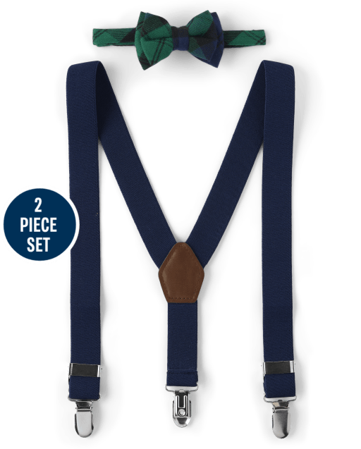 Boys Bow Tie And Suspenders 2-Piece Set - Nutcracker