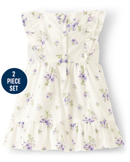 Baby Girls Floral Tiered Dress 2-Piece Outfit Set - view 2