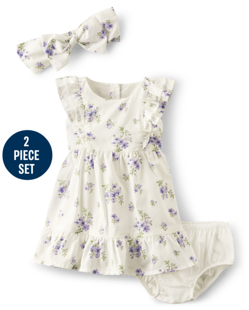 Baby Girls Floral Tiered Dress 2-Piece Outfit Set - Homegrown by Gymboree