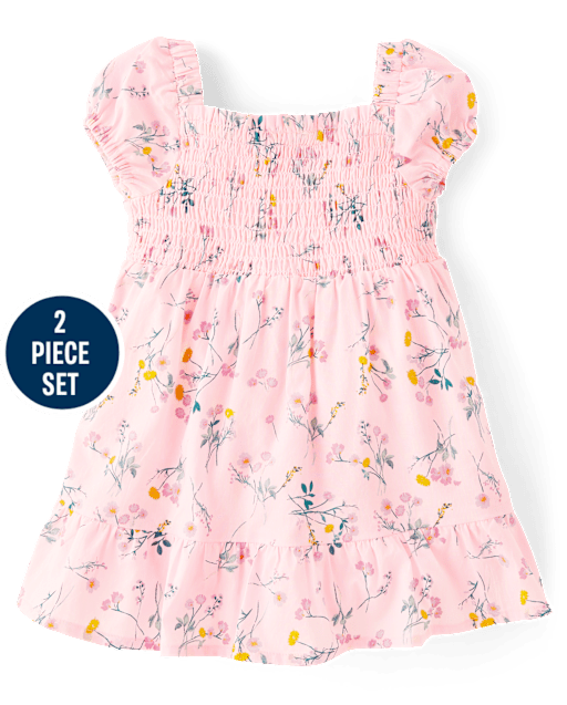 Baby Girls Floral Dress 2-Piece Outfit Set - view 2