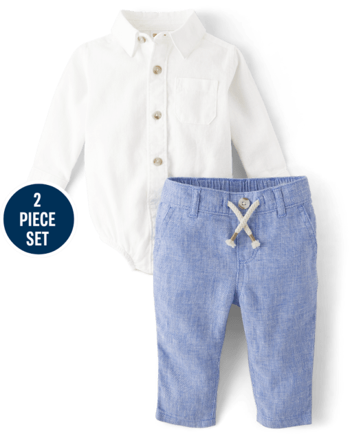 Baby Boys Dad And Me 2-Piece Outfit Set - Linen