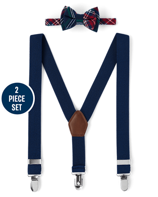 Boys Bow Tie And Suspenders Set - Royal Christmas