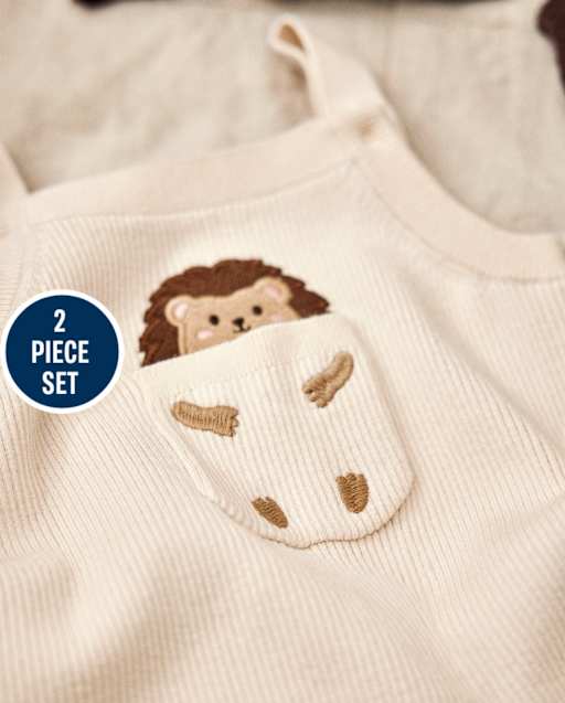 Baby Hedgehog Sweater Overalls 2-Piece Outfit Set - view 2