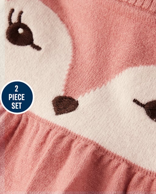 Girls Fox Sweater Jumper 2-Piece Outfit Set - lbl_product_image_view_2
