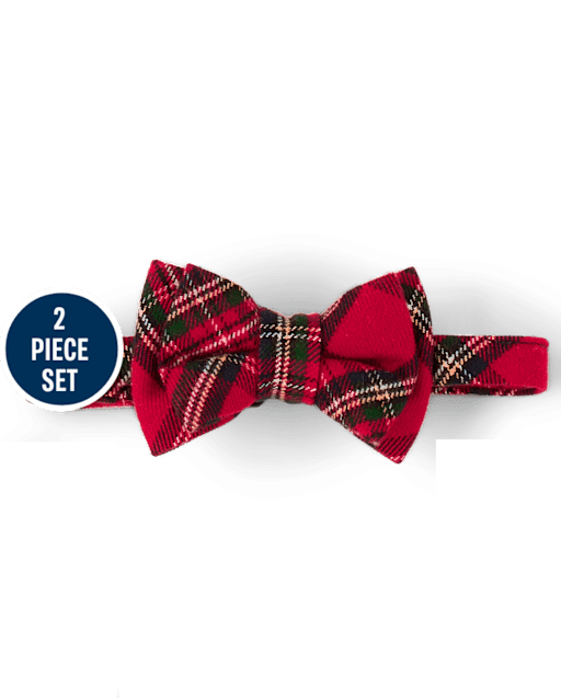 Boys Plaid Bow Tie And Suspenders 2-Piece Set - Royal Christmas - lbl_product_image_view_2