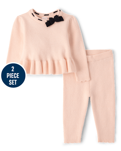 Ensemble 2 pièces pour bébé fille : pull péplum à nœud - lbl_product_image_view_2