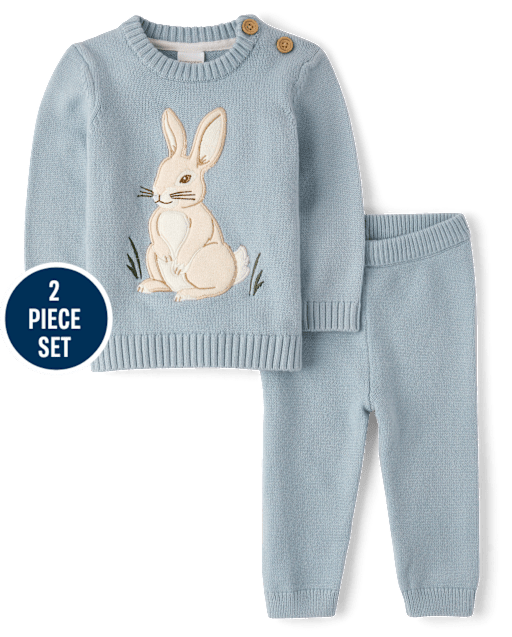 Baby Boys Applique Bunny Sweater 2-Piece Outfit Set - Homegrown by Gymboree