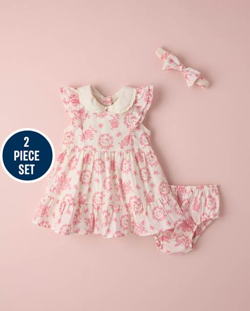Baby Girls Hello KittyÂ® Floral Toile Dress 2-Piece Outfit Set - lbl_product_image_view_2