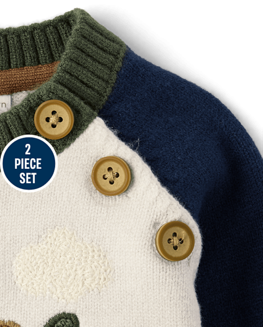 Baby Boys Embroidered Chenille Airplane Sweater 2-Piece Outfit Set - lbl_product_image_view_2
