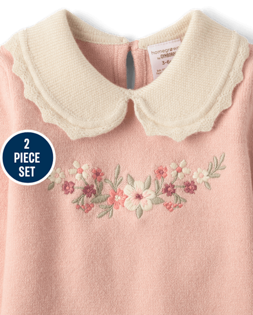 Baby Girls Embroidered Floral Sweater 2-Piece Outfit Set - lbl_product_image_view_2