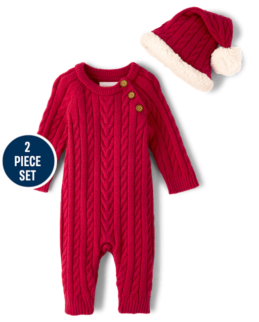 Baby Cable Knit Romper 2-Piece Outfit Set - view 1