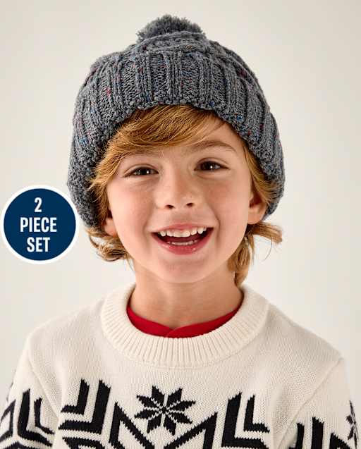 Ensemble 2 pièces en maille torsadée pour garçon, idéal pour temps froid - Little Essentials