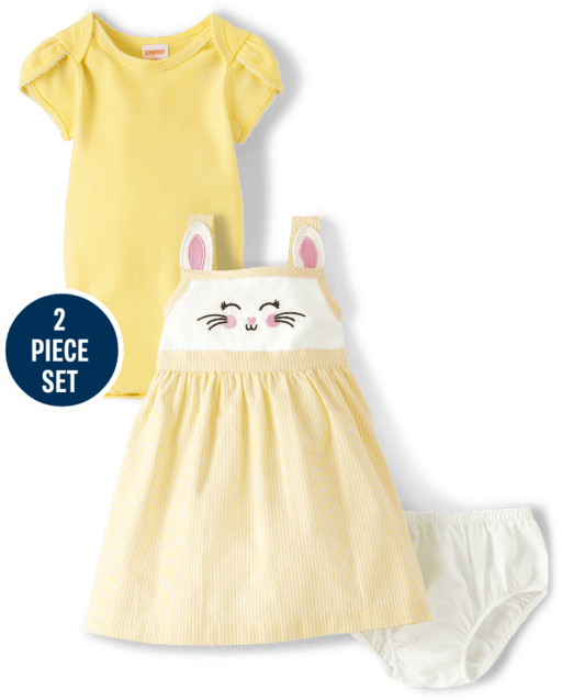 Baby Girls Embroidered Bunny 2-Piece Set - Spring Celebrations