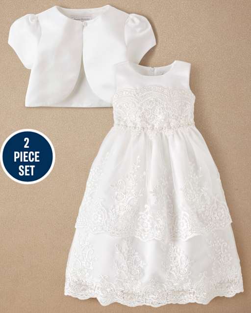 Girls Lace Applique Dress 2-Piece Set - Special Occasions