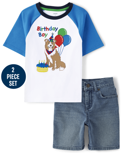 Boys Embroidered Birthday 2-Piece Set - Birthday Boutique