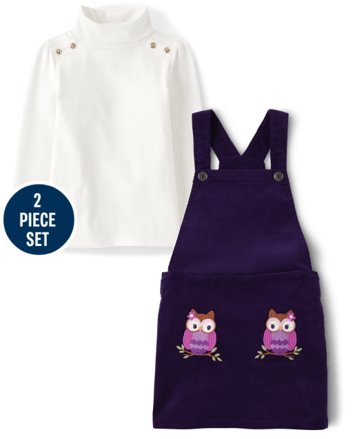 Girls Applique Owl 2-Piece Outfit Set - Magical Meadow