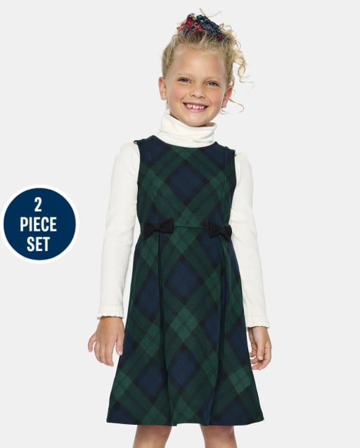 Girls Plaid Pleated 2-Piece Outfit Set - Nutcracker
