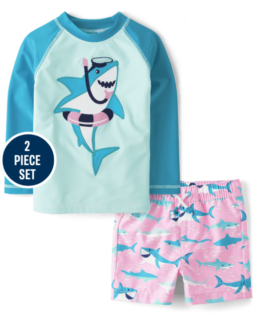 Boys Embroidered Shark Swimsuit - Splish-Splash